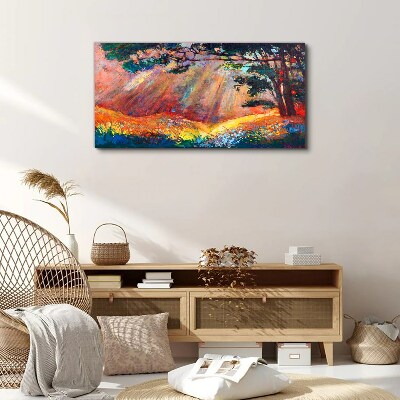 Vászonkép Arany sugarak a nyári tájban