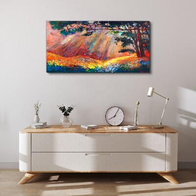 Vászonkép Arany sugarak a nyári tájban