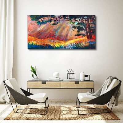 Vászonkép Arany sugarak a nyári tájban