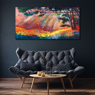 Vászonkép Arany sugarak a nyári tájban