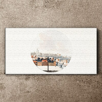 Vászonkép Városkép kör alakú kerettel