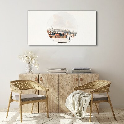 Vászonkép Városkép kör alakú kerettel