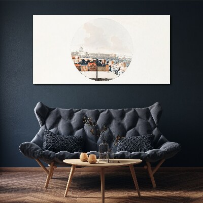 Vászonkép Városkép kör alakú kerettel