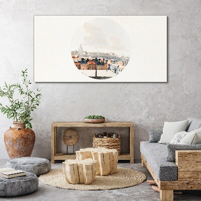 Vászonkép Városkép kör alakú kerettel
