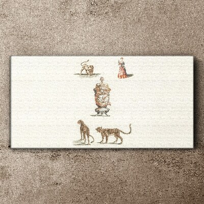 Vászonkép Egzotikus állatok és egy váza