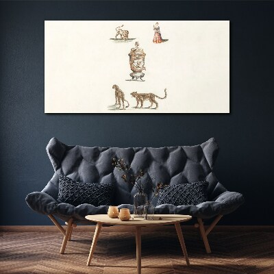 Vászonkép Egzotikus állatok és egy váza