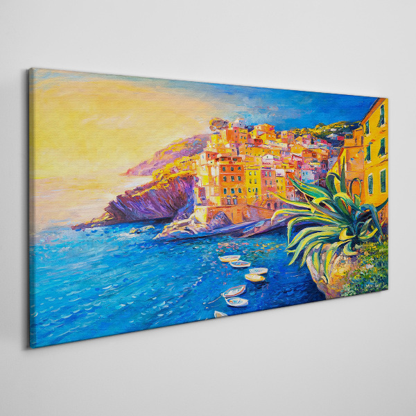 Vászonkép Színes város a tenger mellett