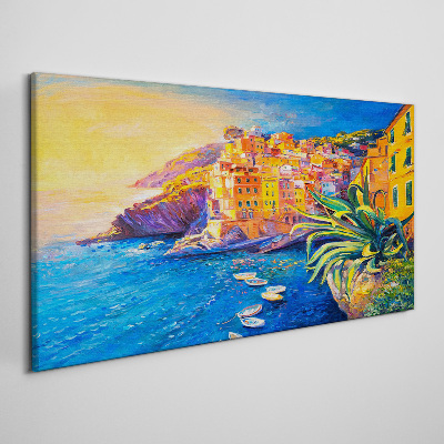 Vászonkép Színes város a tenger mellett
