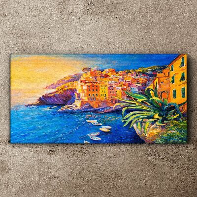 Vászonkép Színes város a tenger mellett