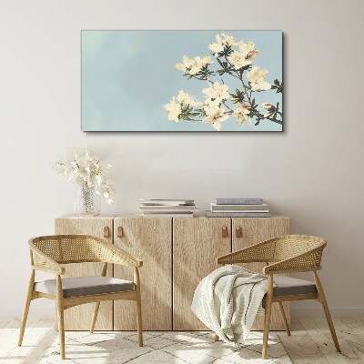 Vászonkép Virágkompozíció kék alapon