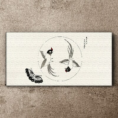 Vászonkép Táncoló madarak és pillangók