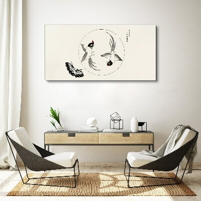 Vászonkép Táncoló madarak és pillangók