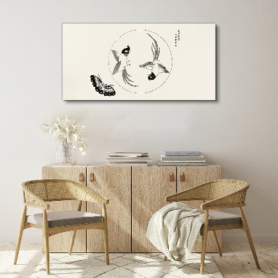 Vászonkép Táncoló madarak és pillangók