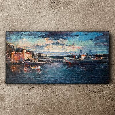 Vászonkép Kikötői táj alkonyatkor