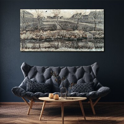 Vászonkép Kilátás a falura télen