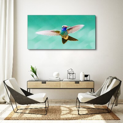 Vászonkép Kolibri kék háttérrel
