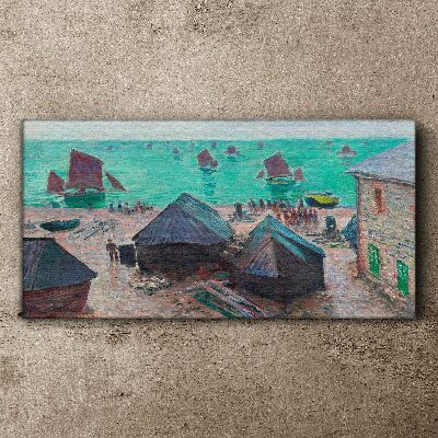 Vászonkép Tengerparti táj csónakokkal