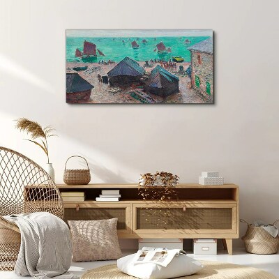 Vászonkép Tengerparti táj csónakokkal