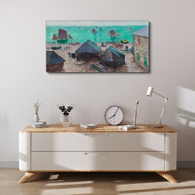 Vászonkép Tengerparti táj csónakokkal