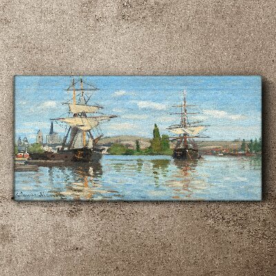 Vászonkép Vitorlás hajók a folyón