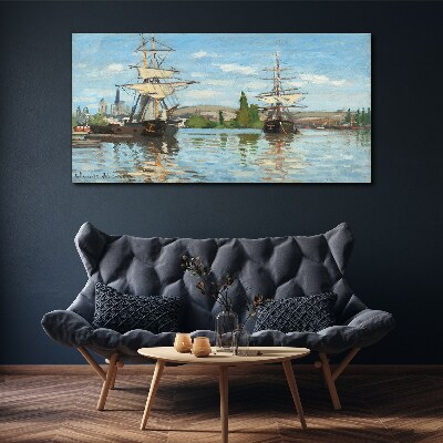 Vászonkép Vitorlás hajók a folyón