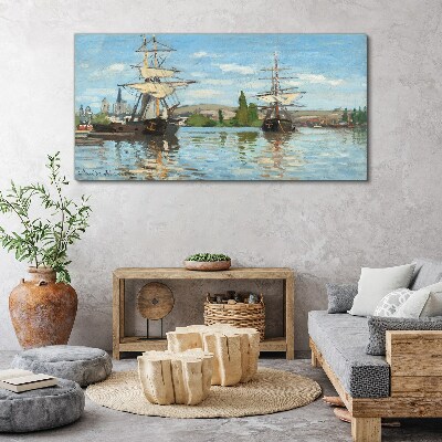 Vászonkép Vitorlás hajók a folyón
