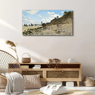 Vászonkép Csendes tengerpart világítótoronnyal