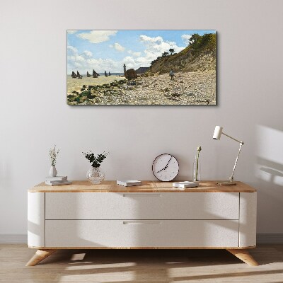 Vászonkép Csendes tengerpart világítótoronnyal