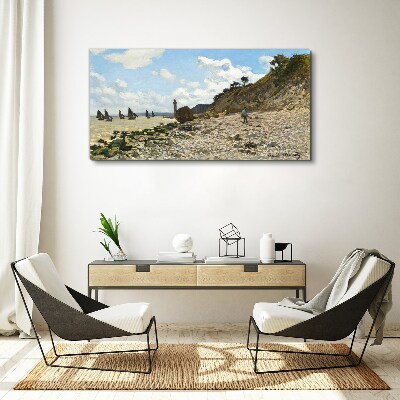 Vászonkép Csendes tengerpart világítótoronnyal