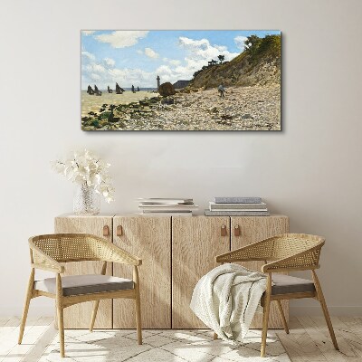 Vászonkép Csendes tengerpart világítótoronnyal