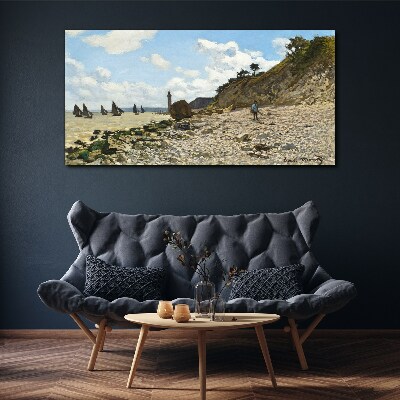 Vászonkép Csendes tengerpart világítótoronnyal