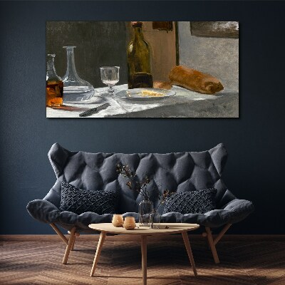 Vászonkép Csendélet palackokkal és üveggel