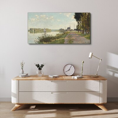 Vászonkép Nyugodt táj a folyó mellett