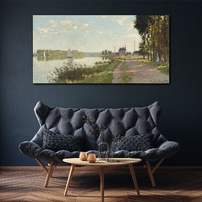 Vászonkép Nyugodt táj a folyó mellett