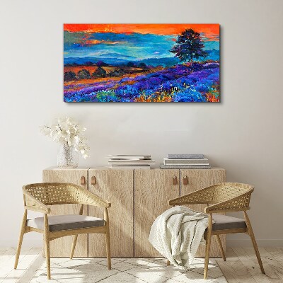 Vászonkép Színes táj naplementében