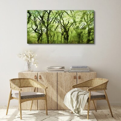 Vászonkép Zöld erdők ködös fényben