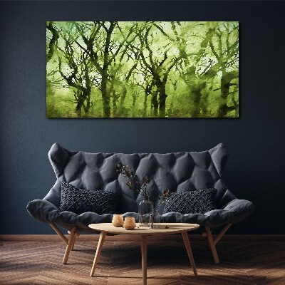 Vászonkép Zöld erdők ködös fényben