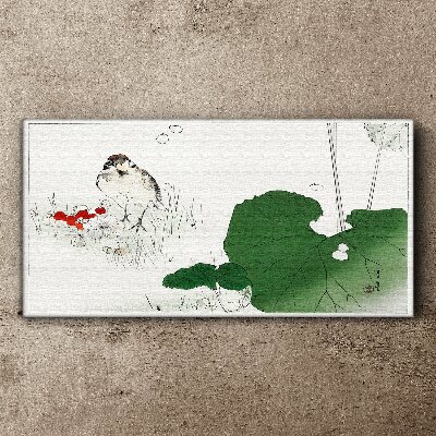 Vászonkép Szárnyas vendég zöld környezetben