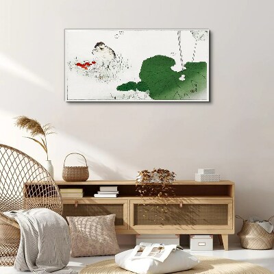 Vászonkép Szárnyas vendég zöld környezetben