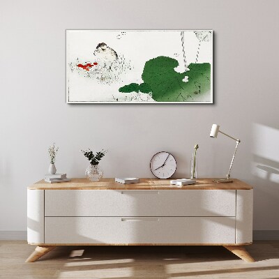 Vászonkép Szárnyas vendég zöld környezetben