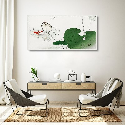 Vászonkép Szárnyas vendég zöld környezetben