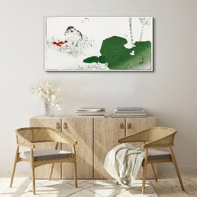 Vászonkép Szárnyas vendég zöld környezetben