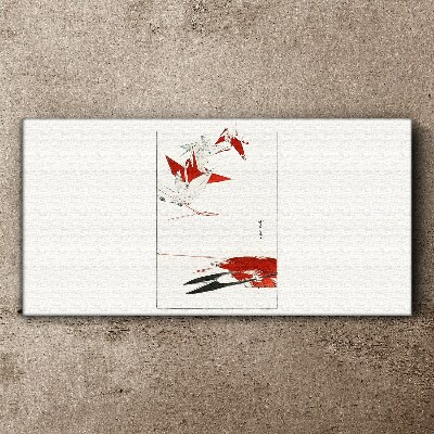 Vászonkép Piros madarak fehér háttér