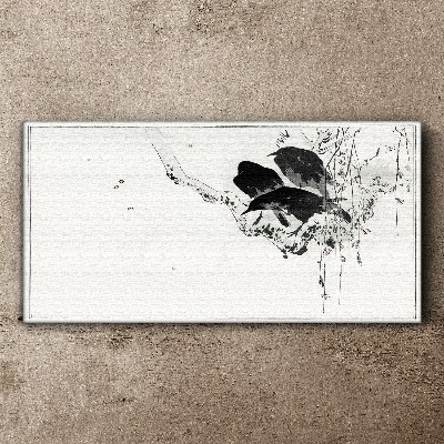 Vászonkép Fekete madarak egy ágon