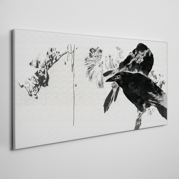 Vászonkép Fekete madár a természet háttérben