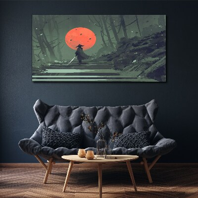 Vászonkép Szamuráj a felkelő nap árnyékában