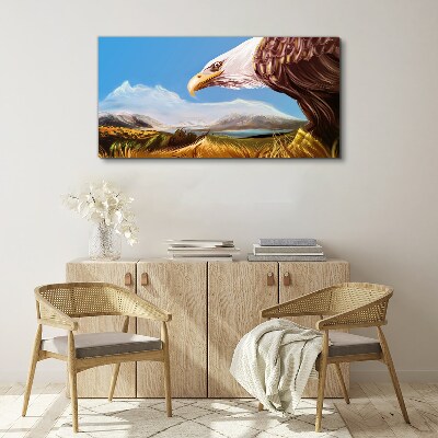 Vászonkép Sas a hegyi tájon
