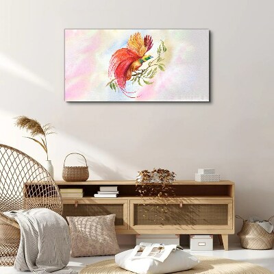 Vászonkép Színes madár egy ágon