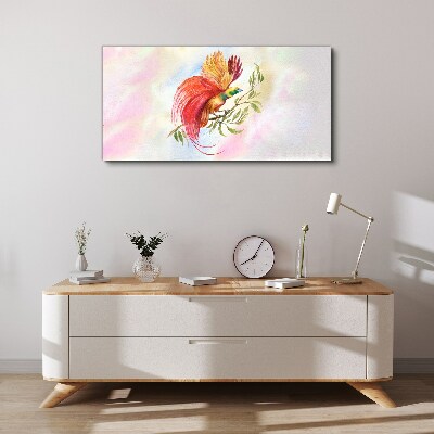 Vászonkép Színes madár egy ágon