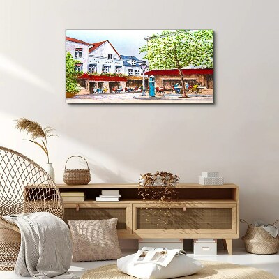 Vászonkép Egy kávézó sikátor a városban